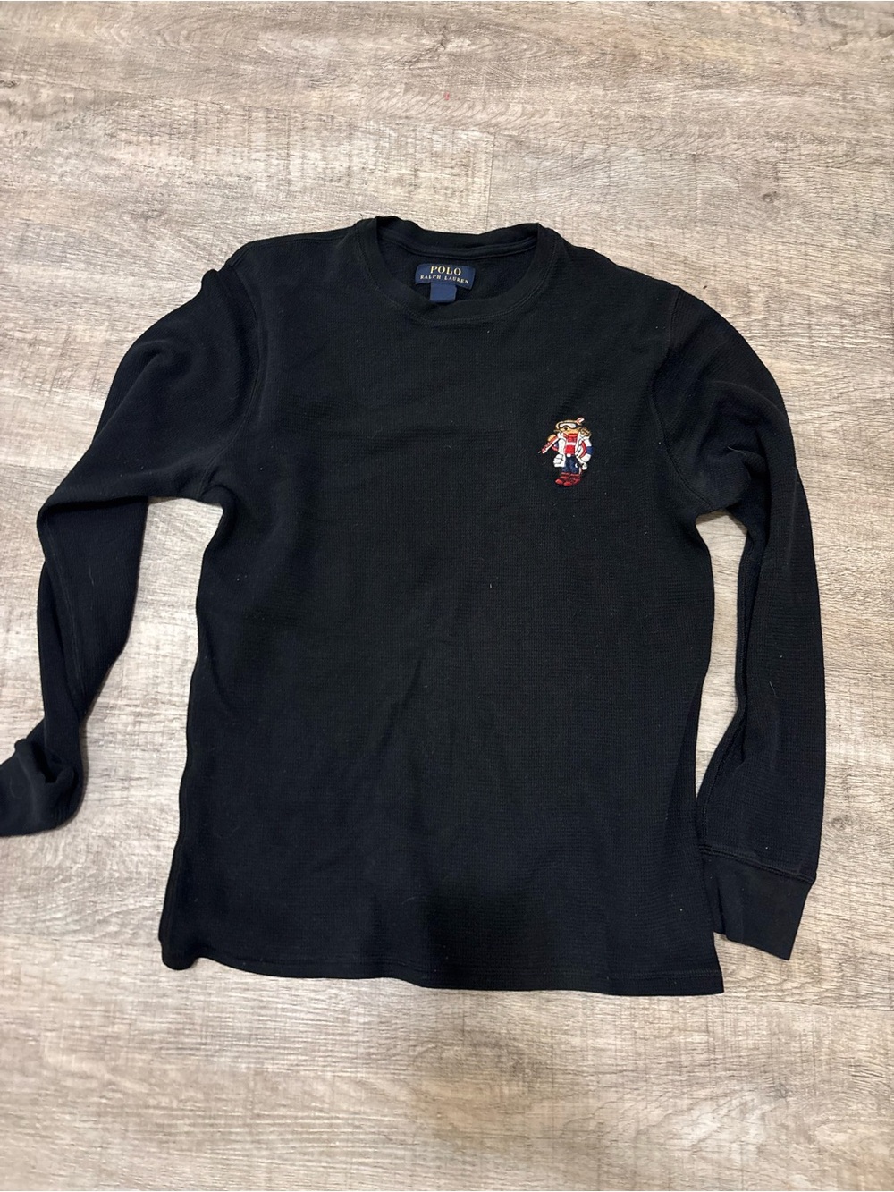 Polo Ralph Lauren Ski Bear Thermal Long Sleeve Shirt Men's Black Graphic Jersey